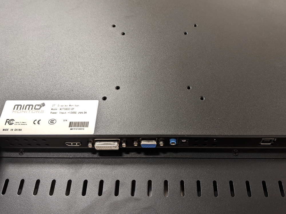 27" Open Frame, Desk Top or Wall Mountable Non-Touch 1920x1080 Display, VGA, DVI, HDMI, Black (M27080-OF)